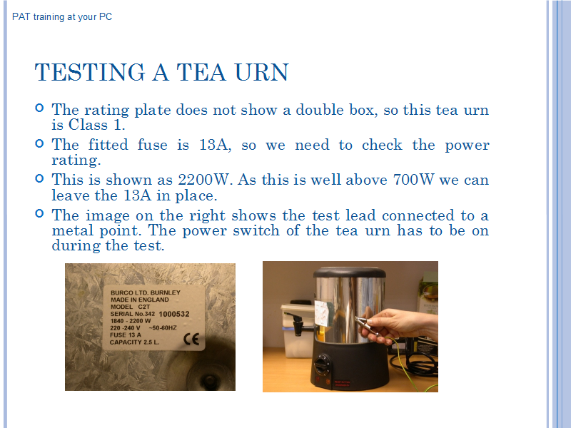 46 Testing a Tea Urn